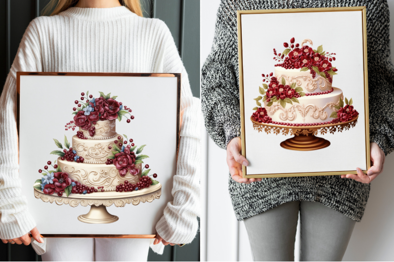 embroidery-burgundy-cakes-clipart-bundle