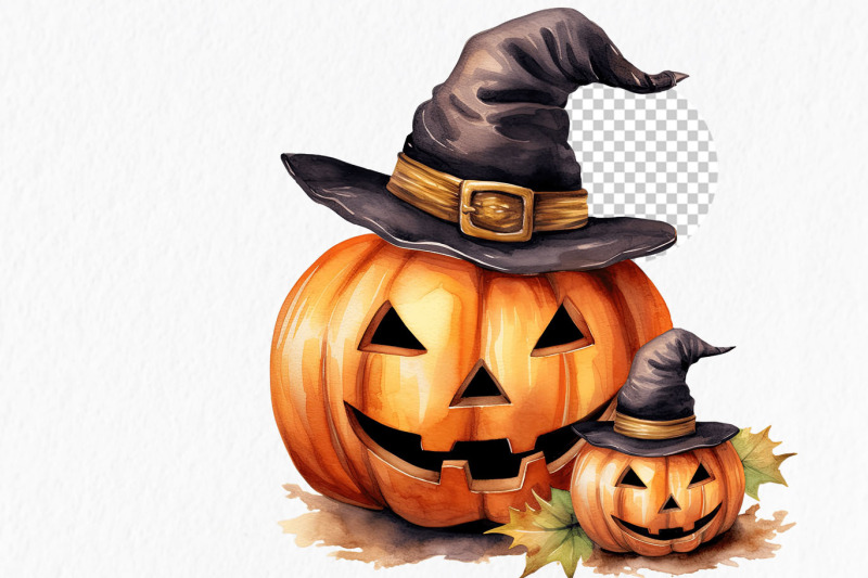 cute-halloween-pumpkins-watercolor-clipart-png