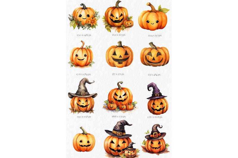 cute-halloween-pumpkins-watercolor-clipart-png