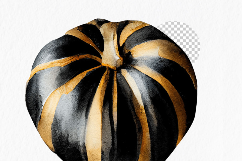 black-white-pumpkins-watercolor-clipart-png