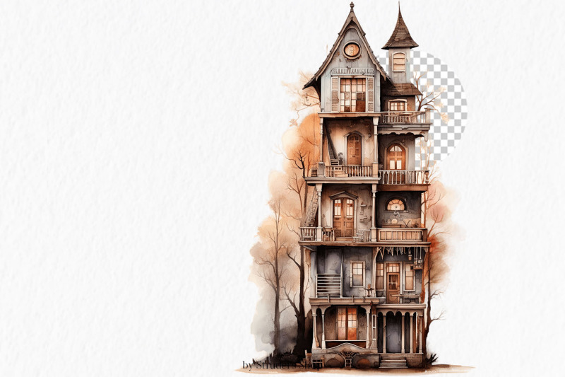 creepy-doll-houses-watercolor-clipart-png