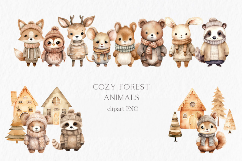 cozy-woodland-animals-watercolor-clipart