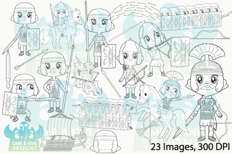 ancient-roman-army-digital-stamps-lime-and-kiwi-designs