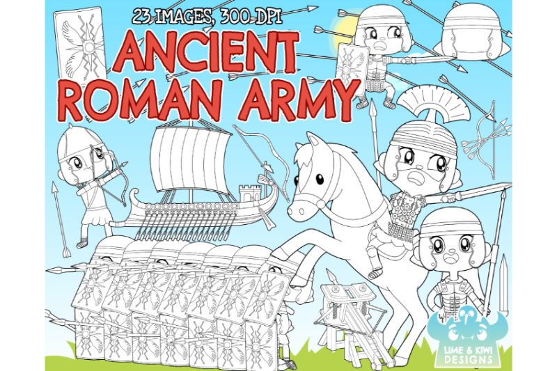 ancient-roman-army-digital-stamps-lime-and-kiwi-designs