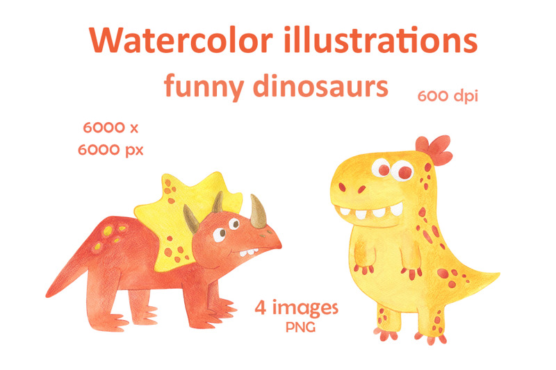 watercolor-set-of-illustrations-of-funny-dinosaurs