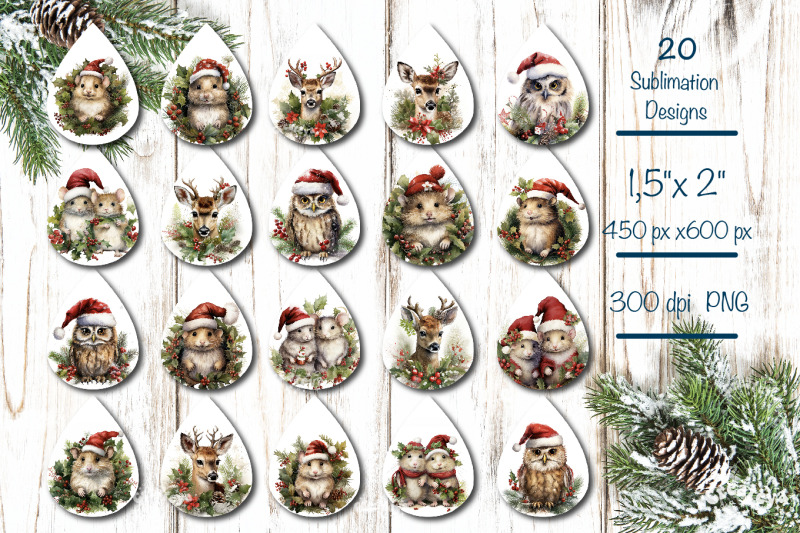 christmas-teardrop-earrings-bundle-sublimation-christmas-baby-animals