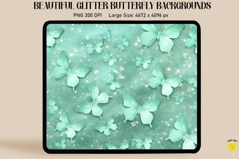 pastel-mint-glitter-butterfly-pattern