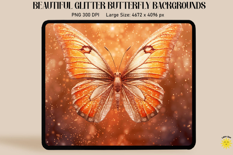 pastel-orange-glitter-butterfly-backdrop