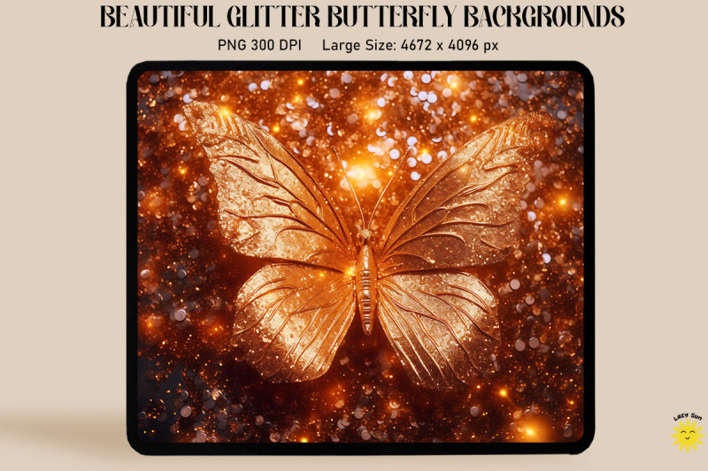 pastel-orange-glitter-butterfly-backdrop