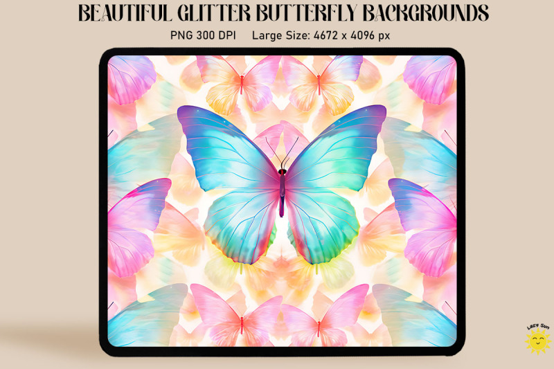 rainbow-pastel-glitter-butterfly-pattern