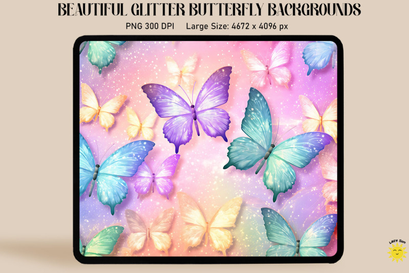 rainbow-pastel-glitter-butterfly-pattern