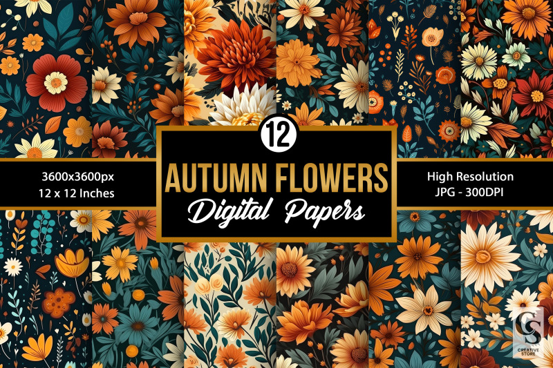 autumn-flowers-seamless-patterns-fall-floral-backgrounds