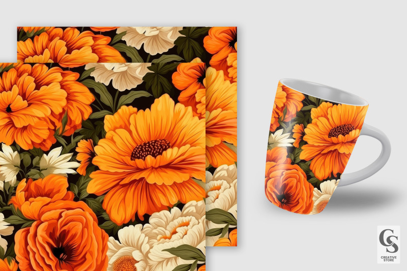 fall-orange-flowers-pattern-digital-papers