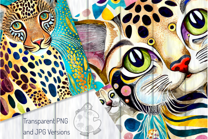 wild-cats-transparent-watercolor-digital-paintings