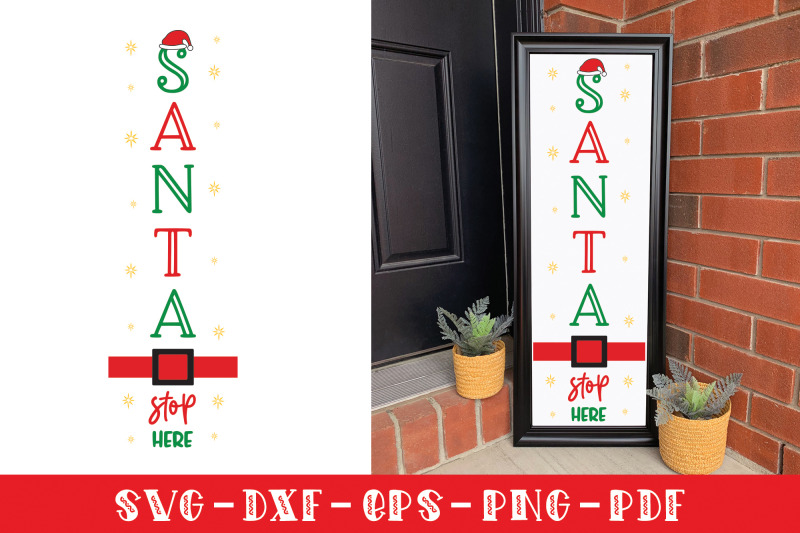 christmas-vertical-sign-svg-santa-stop-here