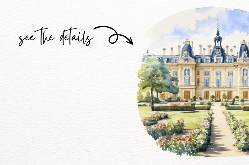 french-palace-watercolor-illustrations