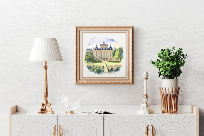 french-palace-watercolor-illustrations