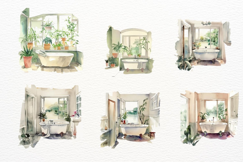watercolor-green-bathroom-interior-clipart