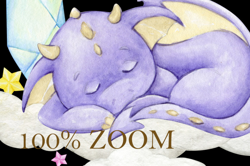 purple-dragon-clipart-cute-watercolor-animal-png-sleeps-on-the-cloud