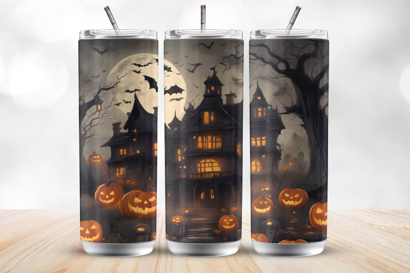 halloween-spooky-house-20-oz-tumbler-wrap-sublimation-design