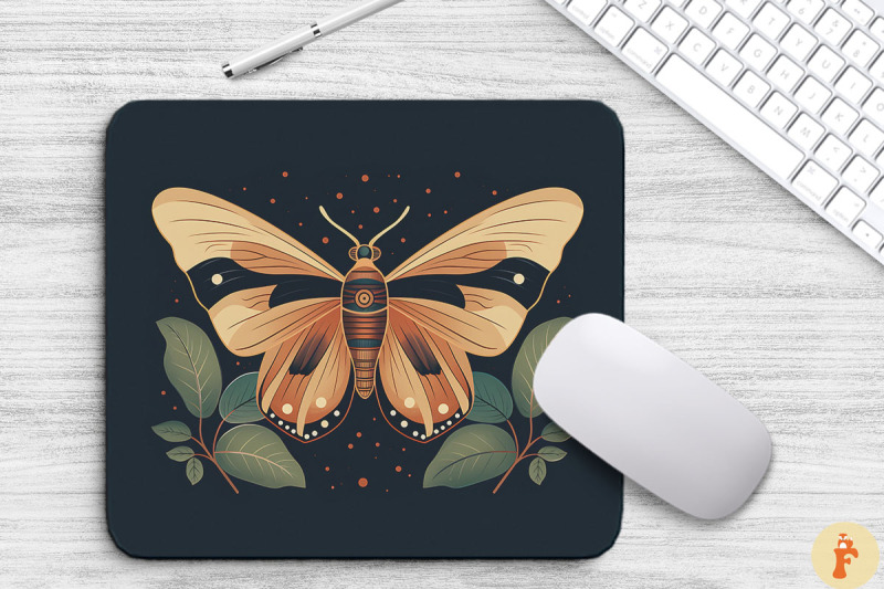 simple-vintage-mystical-moth-mouse-pad