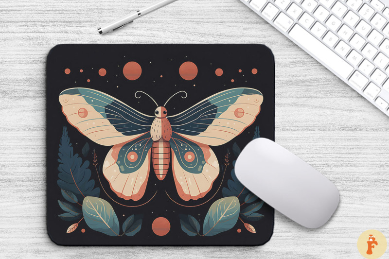 simple-vintage-mystical-moth-mouse-pad