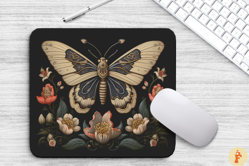 vintage-moth-and-flowers-mouse-pad