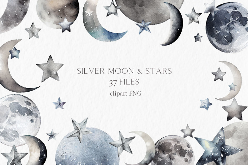silver-stars-and-moon-watercolor-clipart-png
