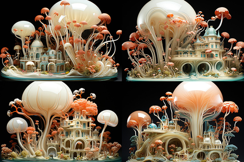 a-model-of-a-city-with-lots-of-mushrooms