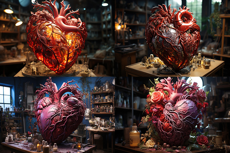 there-is-a-heart-shaped-sculpture-on-a-table-in-a-shop