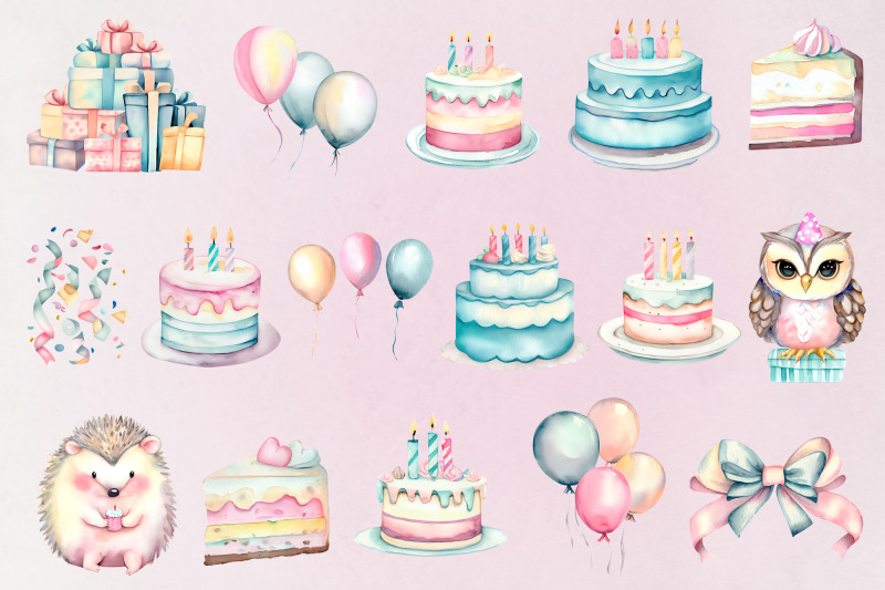 happy-birthday-watercolor-illustrations-png-clipart-bundle