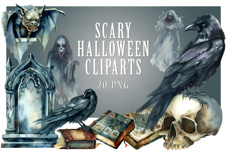 scary-halloween-watercolor-illustrations-png-clipart-bundle