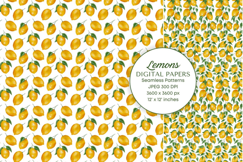lemon-watercolor-digital-papers