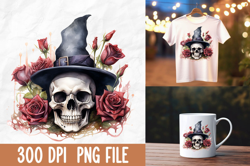 grunge-gothic-halloween-witch-skull-rose