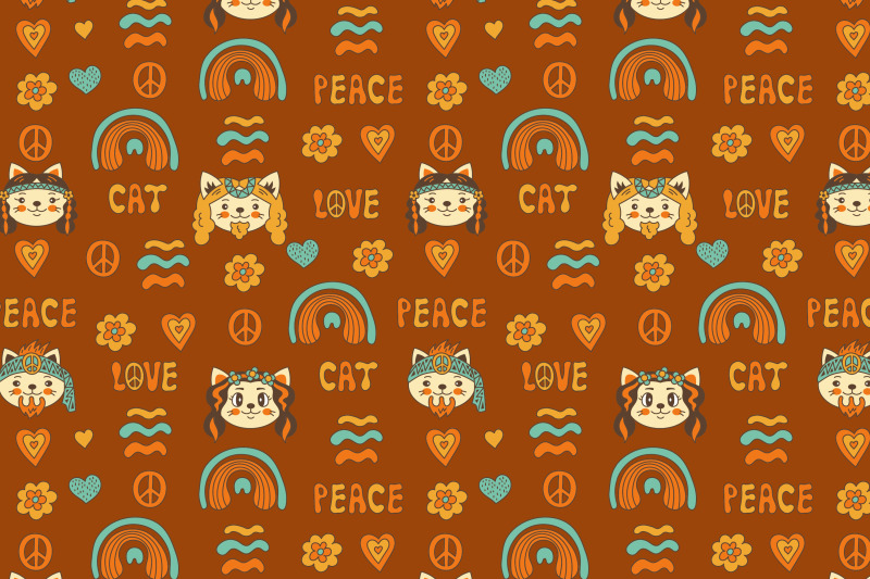 groovy-hippie-seamless-patterns-with-cat