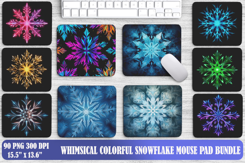 whimsical-colorful-snowflake-mouse-pad