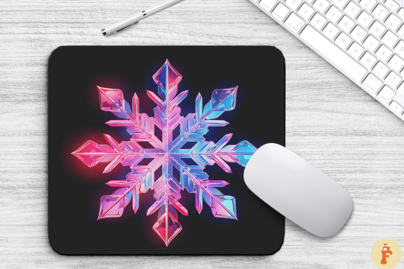 colorful-holographic-snowflake-mouse-pad