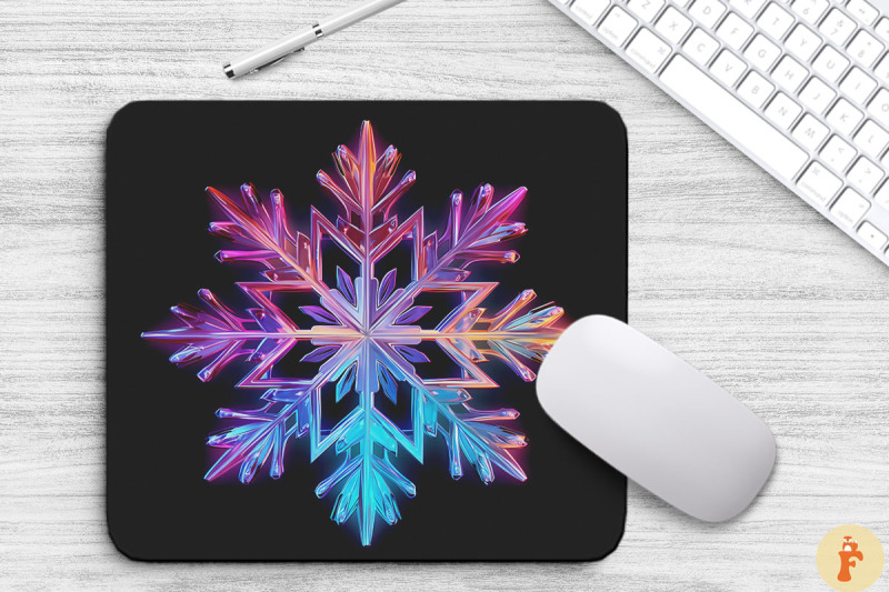 colorful-holographic-snowflake-mouse-pad