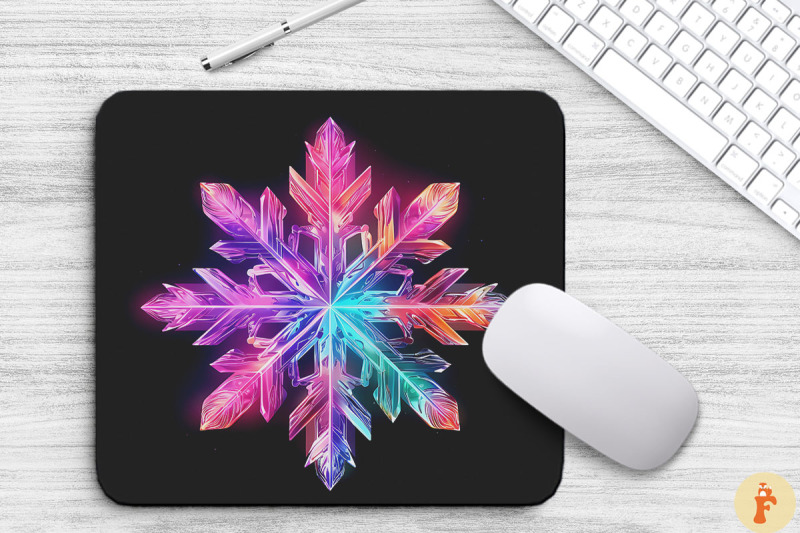 colorful-holographic-snowflake-mouse-pad