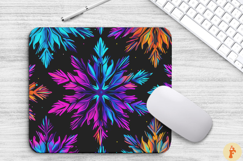 neon-snowflake-pattern-mouse-pad