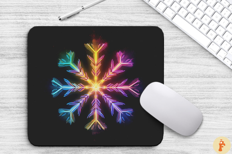 lightning-rainbow-snowflake-mouse-pad