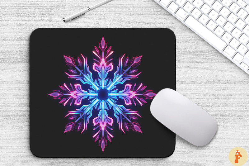 colorful-glowing-snowflake-mouse-pad