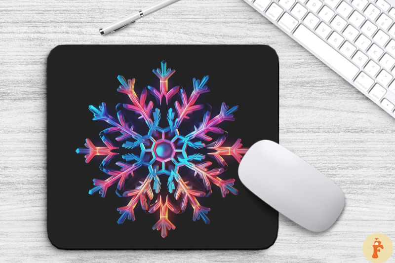 colorful-glowing-snowflake-mouse-pad