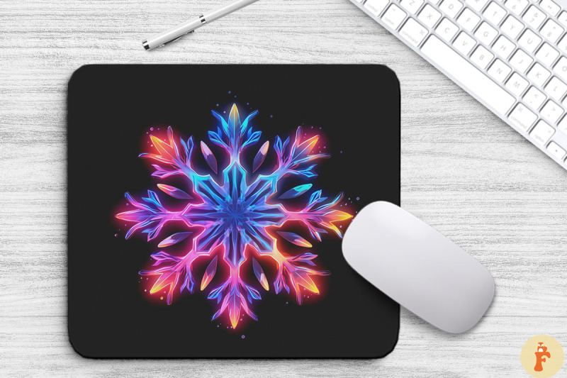 colorful-glowing-snowflake-mouse-pad