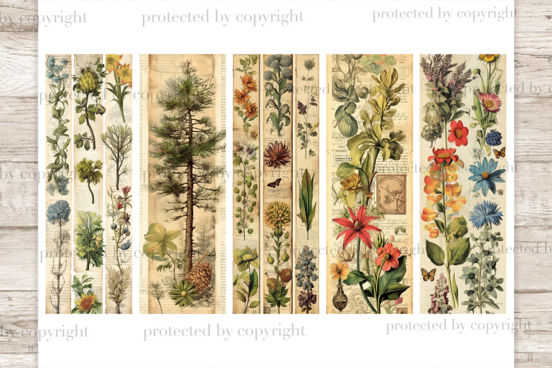 vintage-botanical-printable-bookmarks-plants-scrapbook