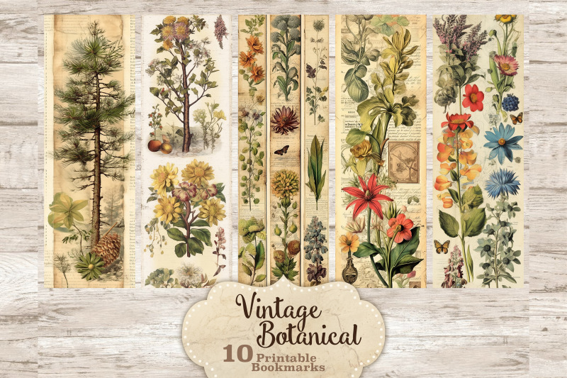 vintage-botanical-printable-bookmarks-plants-scrapbook