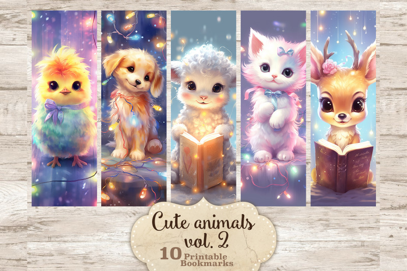 cute-animals-with-christmas-lights-reading-bookmarks