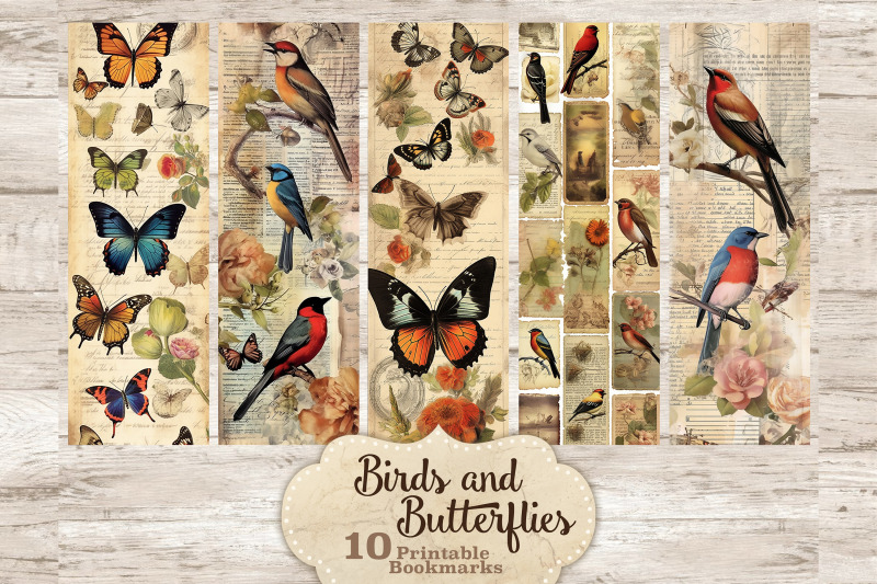 vintage-birds-and-butterflies-printable-bookmarks