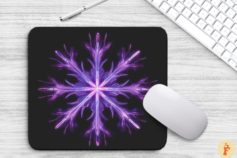 glowing-lavender-snowflake-mouse-pad