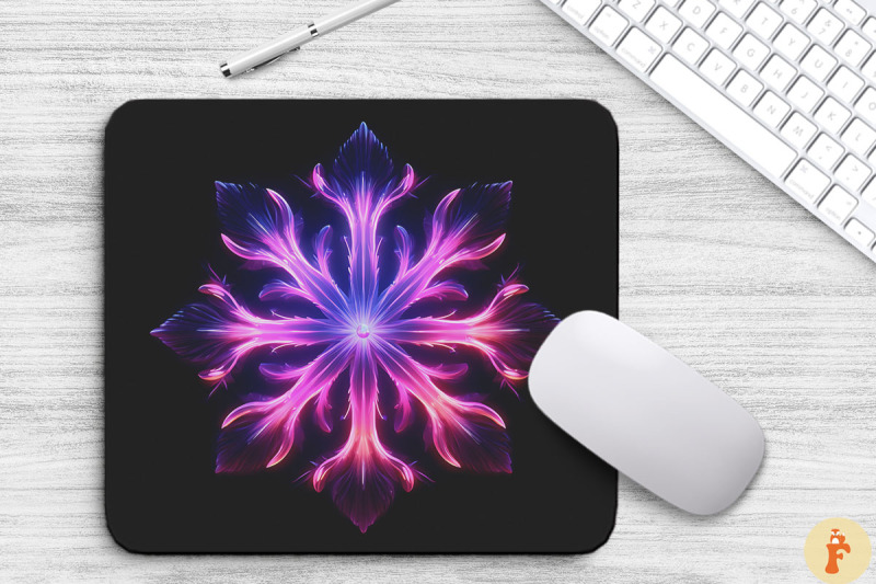 glowing-lavender-snowflake-mouse-pad